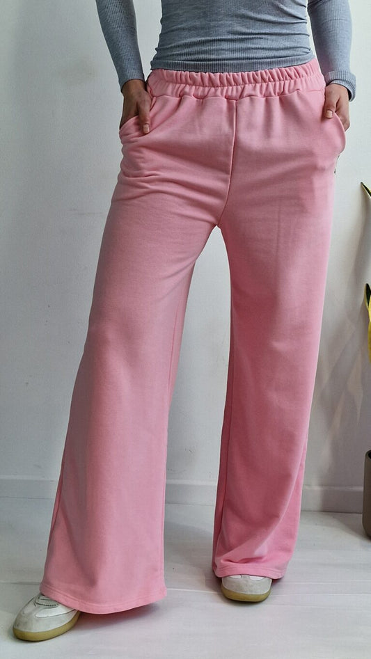 Calças Felpa Rosa Claro