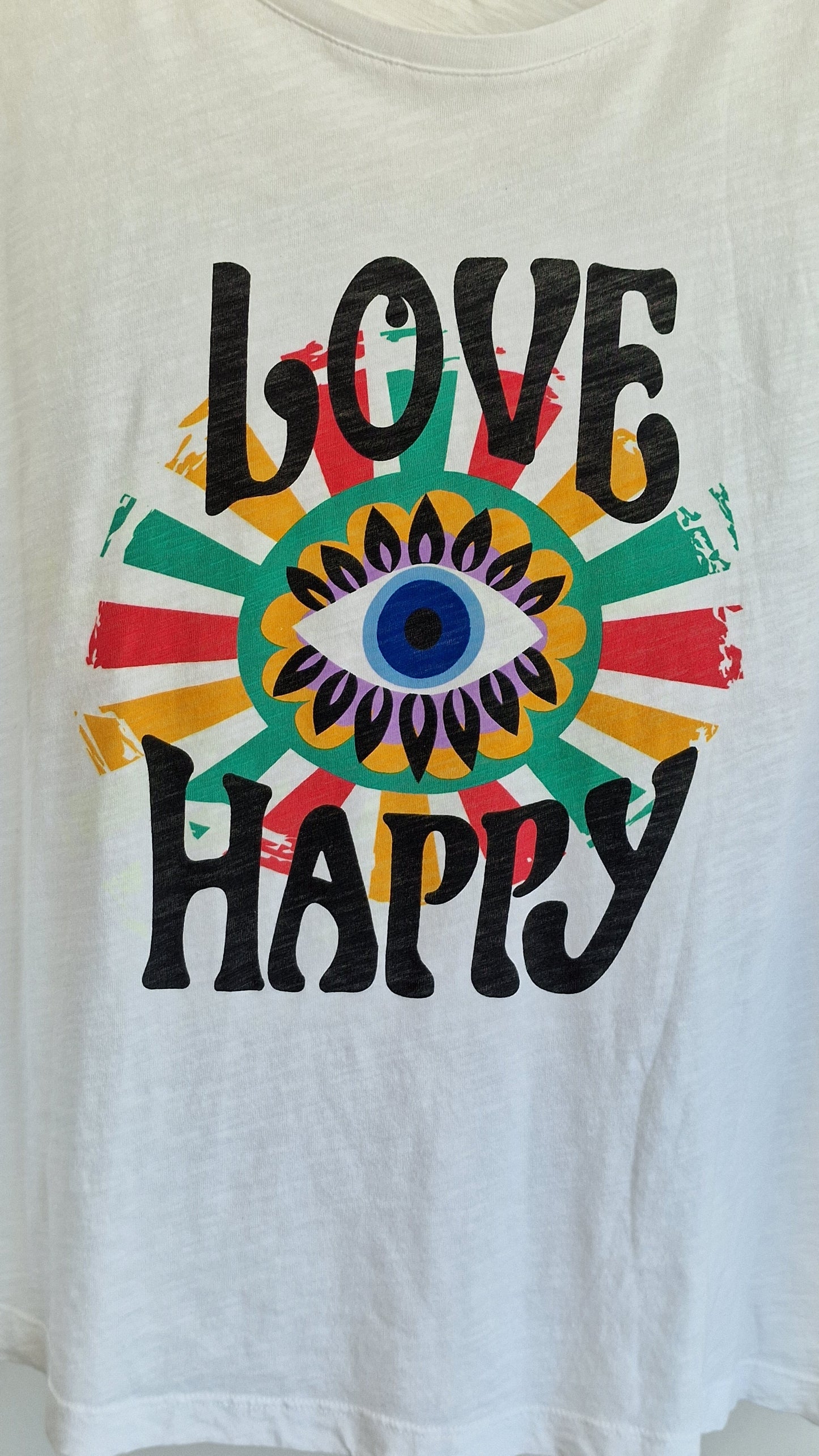 T-Shirt Love Happy Branca