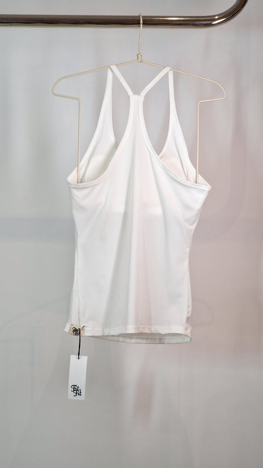 T-Shirt Alças Malha Fria com Copas Branco