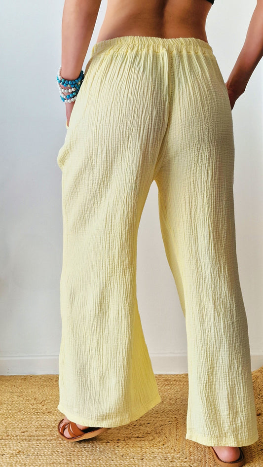 Calças Voal Amarela