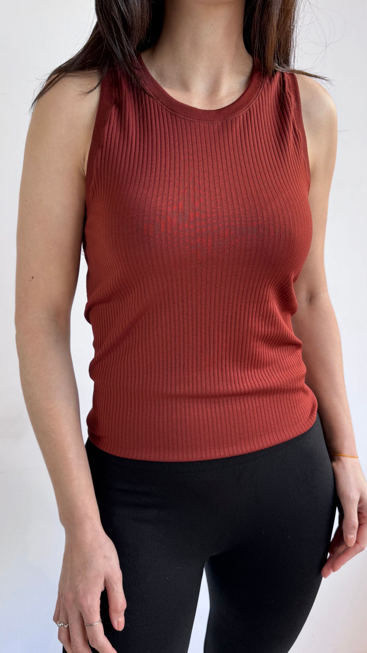 Blusa Cava Canelada Terracota