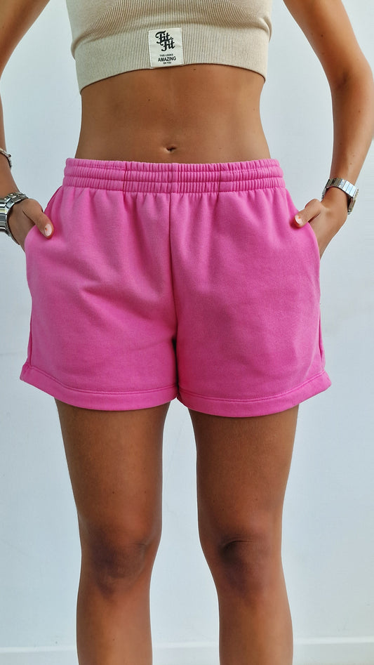Short Felpa Básico Rosa Fuscia