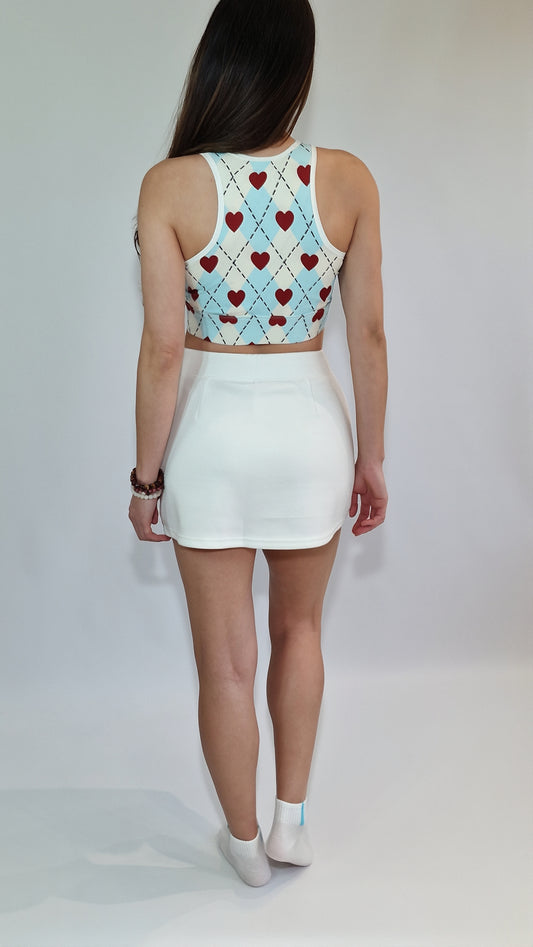 Saia-Calção com Bolso em Malha Americana Branca