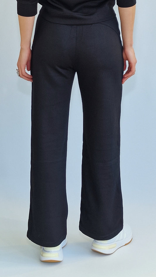 Calças Retas Com Cós Ajustável Pretas