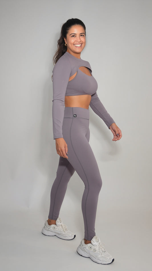 Total Look- Manguito Top e Legging Trespasse Lilás