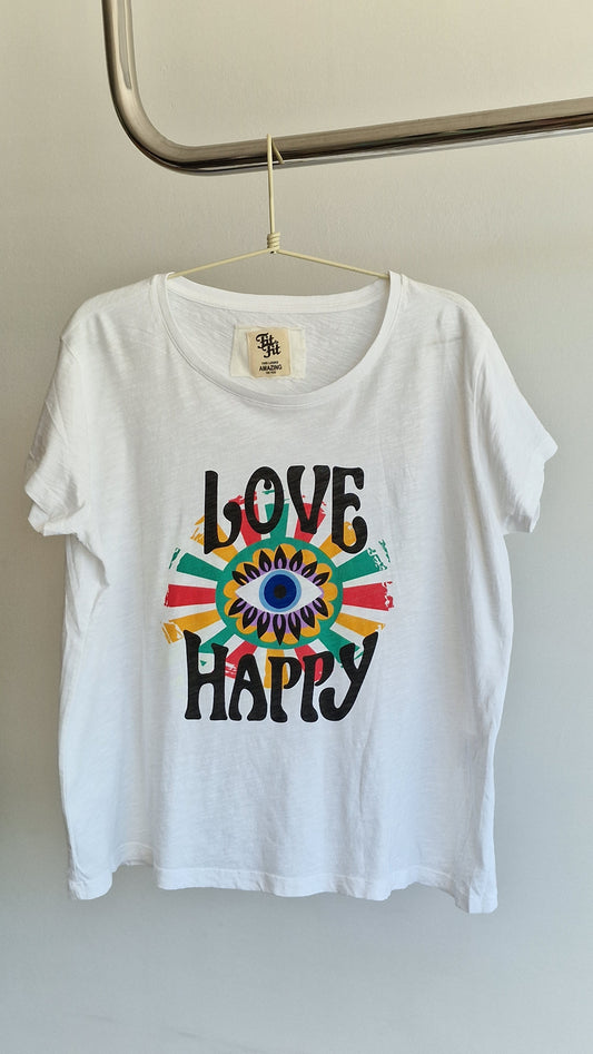 T-Shirt Love Happy Branca