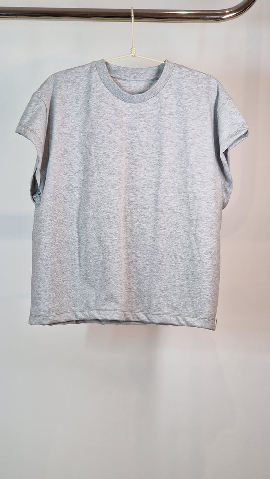 T-Shirt Basic Contorno Cinza Mescla