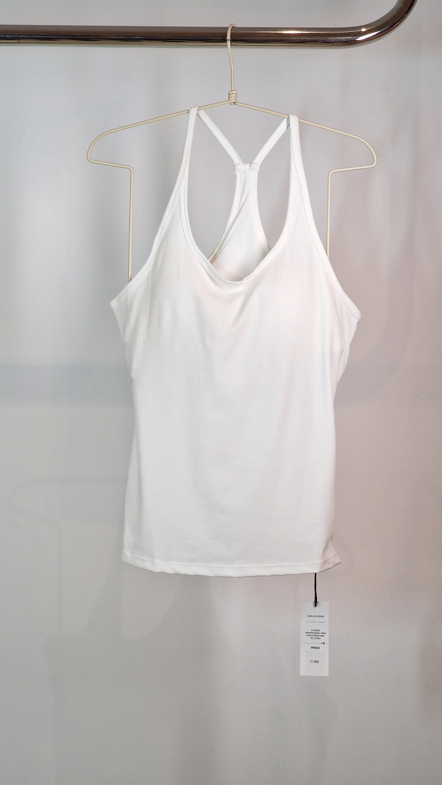 T-Shirt Alças Malha Fria com Copas Branco