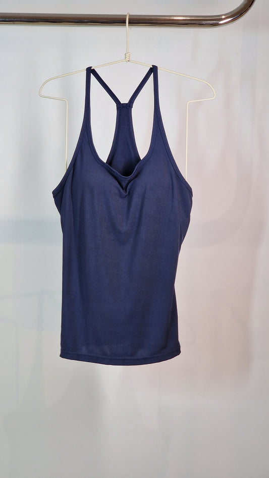 T-Shirt Alças Malha Fria com Copas Azul