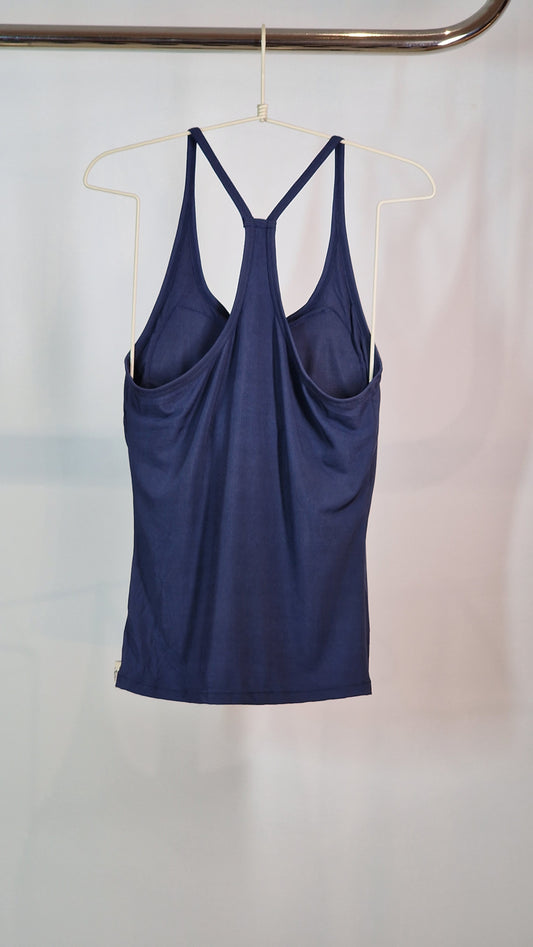 T-Shirt Alças Malha Fria com Copas Azul