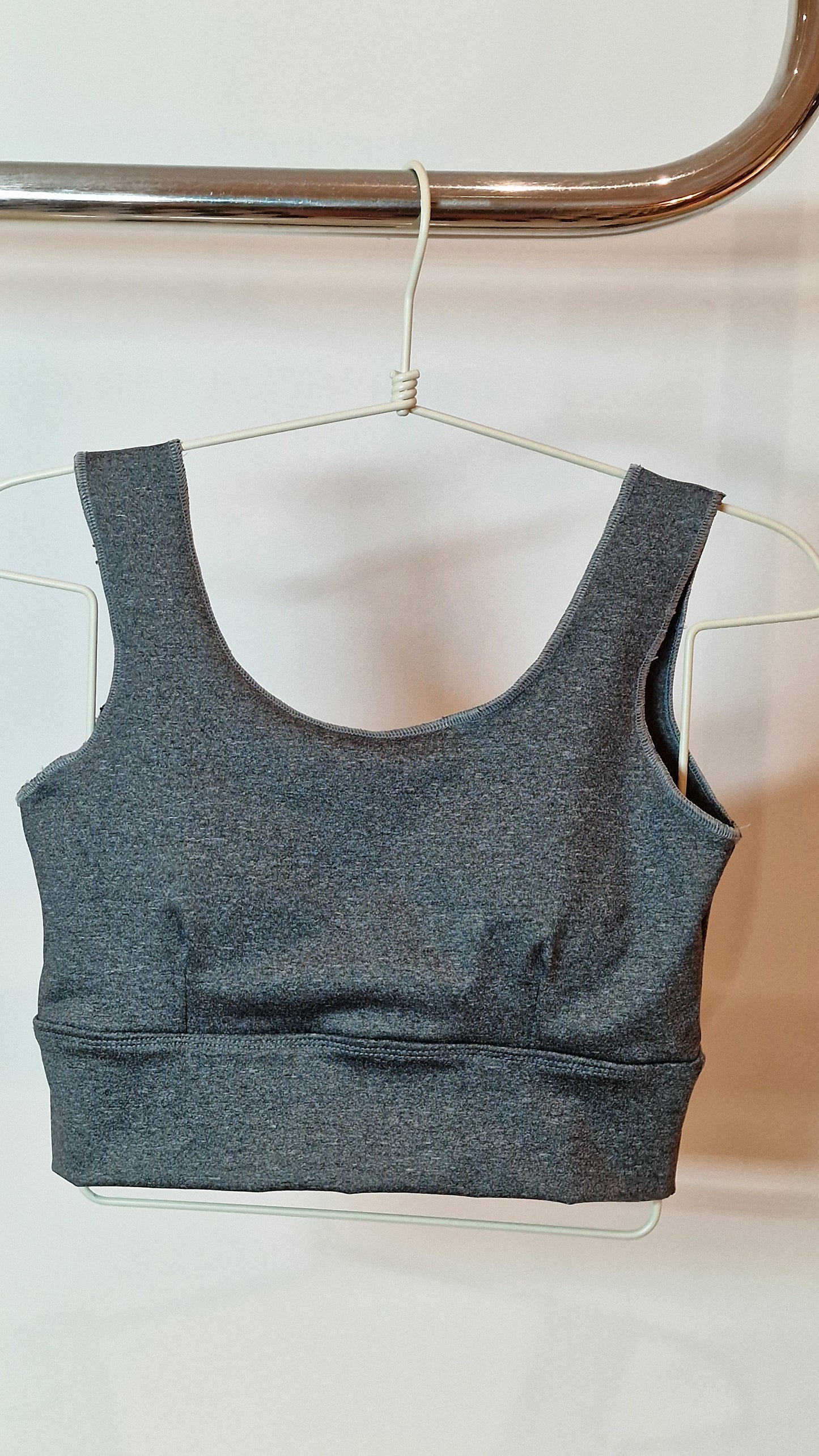 Top Decote Quadrado Cinza Mescla