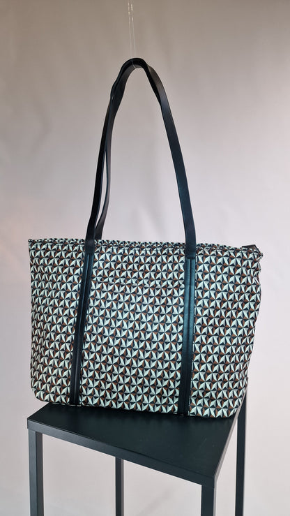SHOP BAG Estampada Preto/Castanho