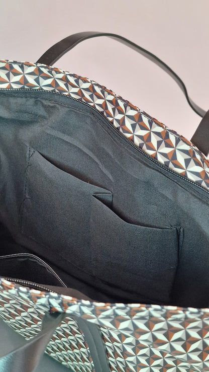 SHOP BAG Estampada Preto/Castanho