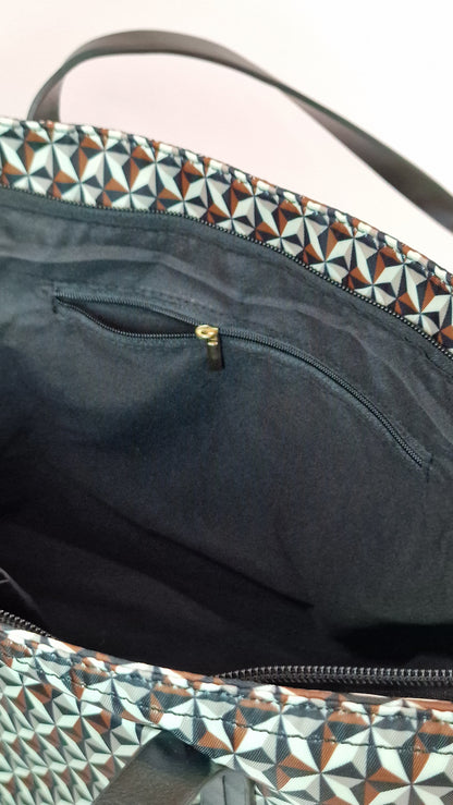 SHOP BAG Estampada Preto/Castanho