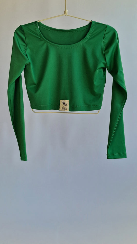 Blusa Cropped Verde Manga Comprida