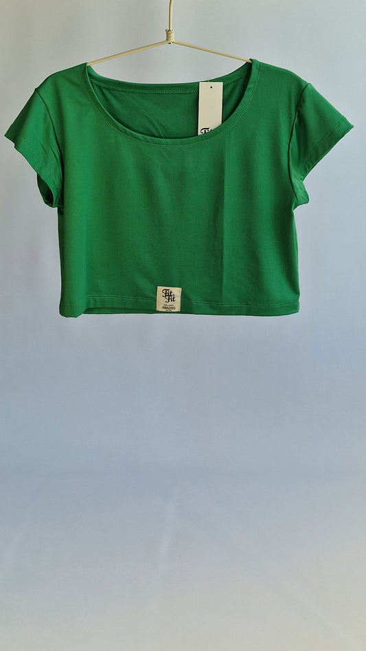 Blusa Cropped Verde Manga curta