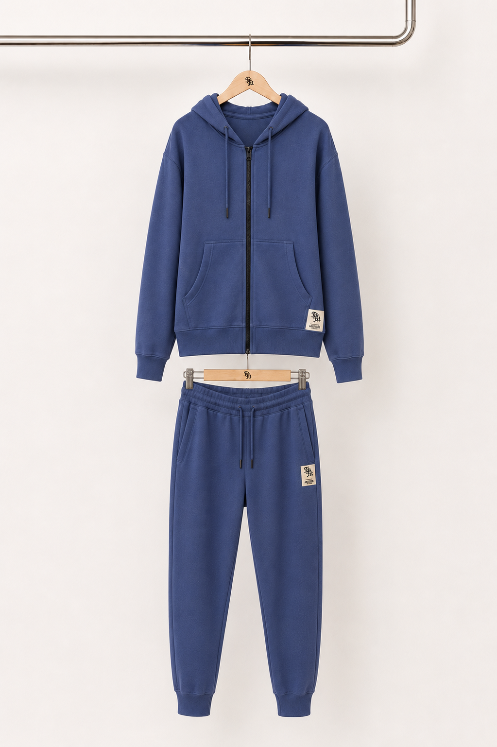 Conjunto Em Felpa de Verão Casaco Com Capuz & Calça Jogger Indigo