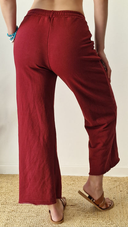 Calças Zen Cropped Bordeaux