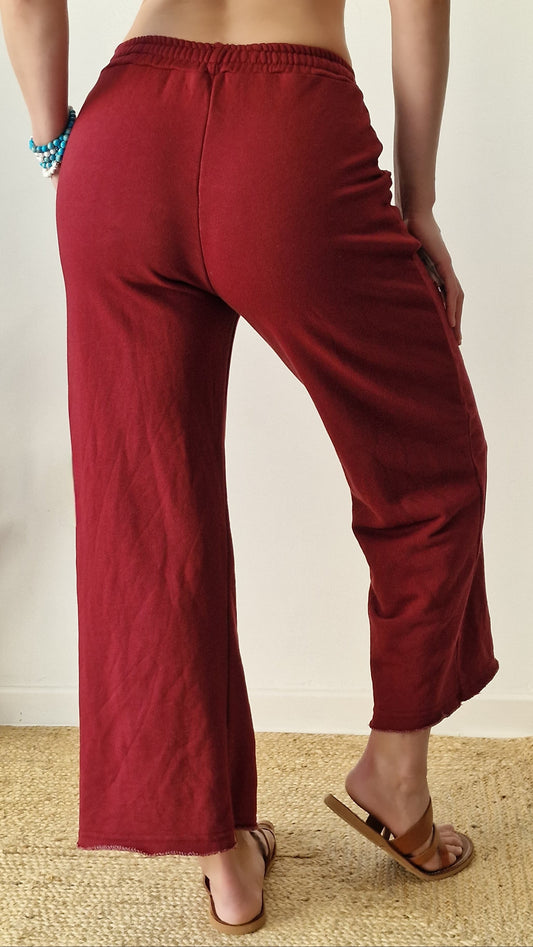 Calças Zen Cropped Bordeaux