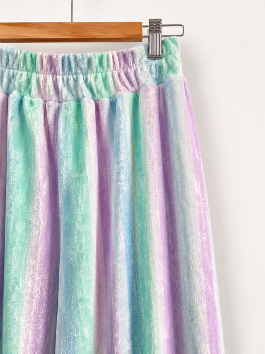 Calças Aveludadas  Risca Colorida