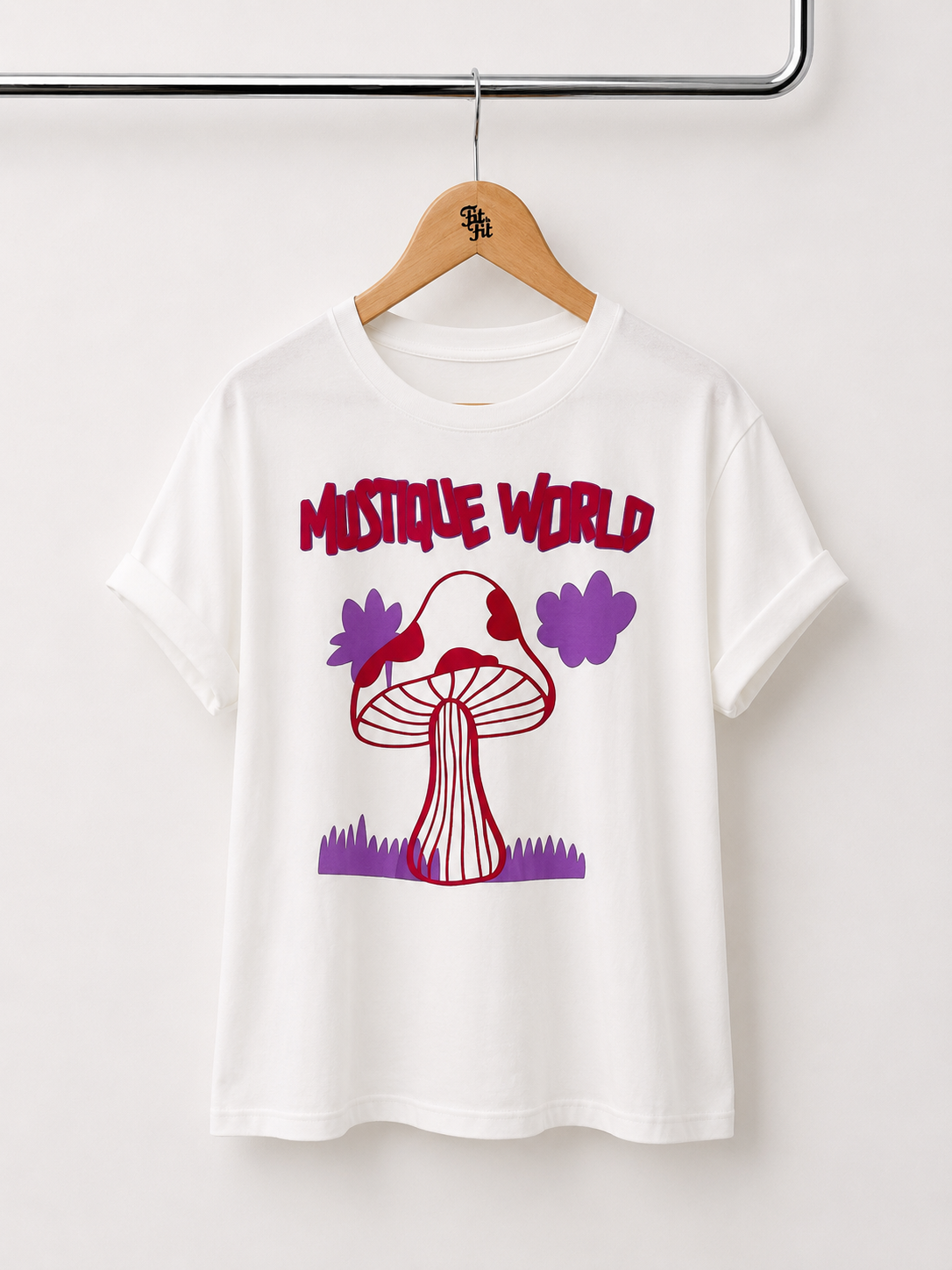 T- Shirt Manga Curta Algodão Cogumelo