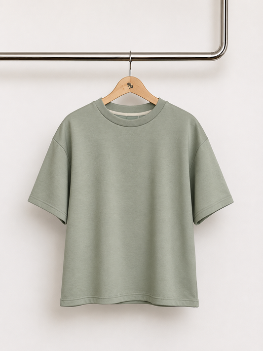 T- Shirt Manga Curta Verde Seco