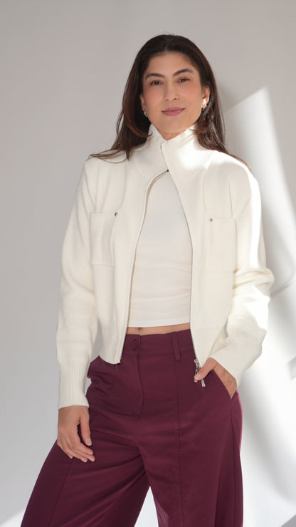 Casaco Malha Off White