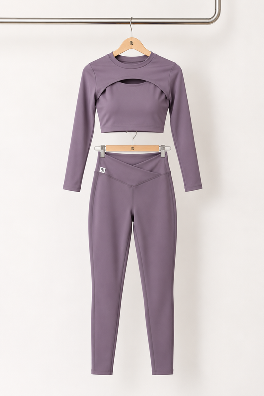 Total Look- Manguito Top e Legging Trespasse Lilás