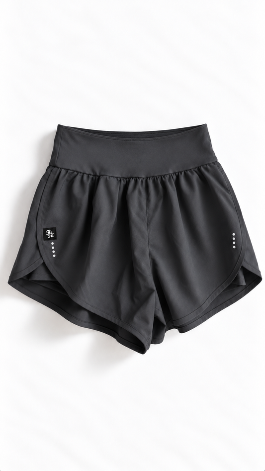 Short Duplo Corrida Cinza Grafite