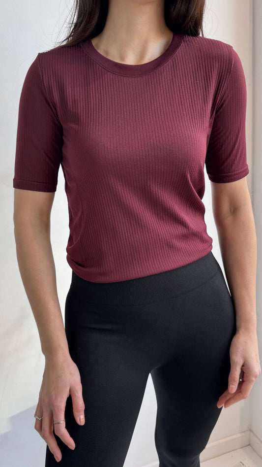 Blusa Mangas Canelada Beringela
