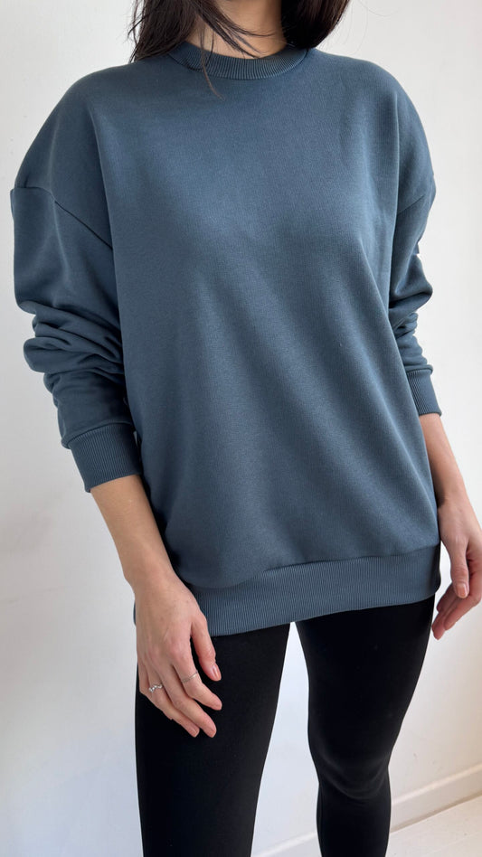 Sweater Basic Oversized Azul Petróleo