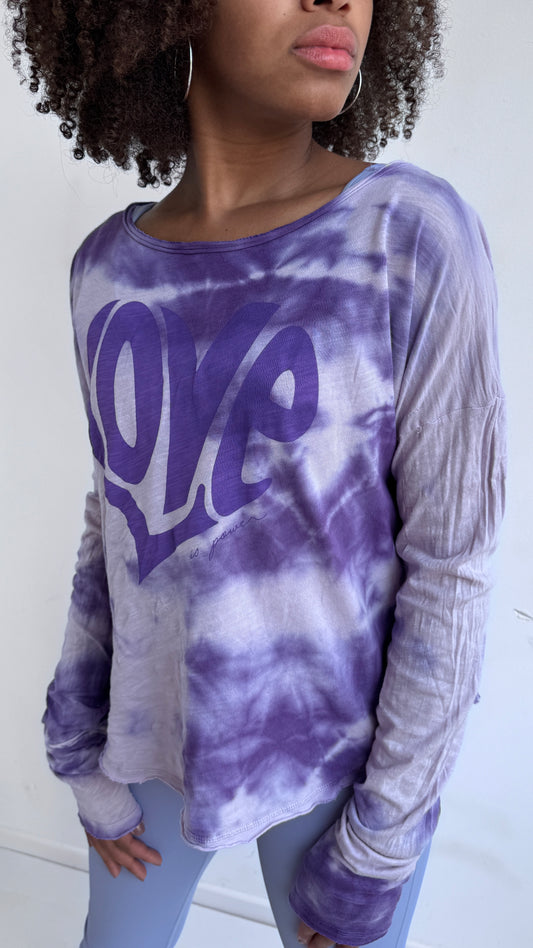 T-shirt Love Tie Dye Lilás