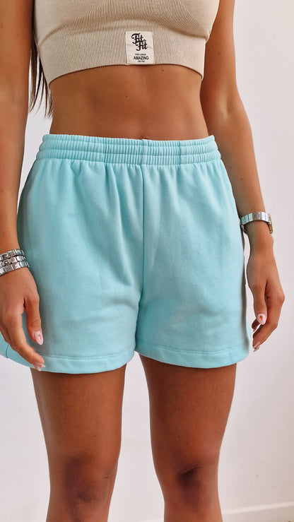 Short Felpa Básico Azul Bebé