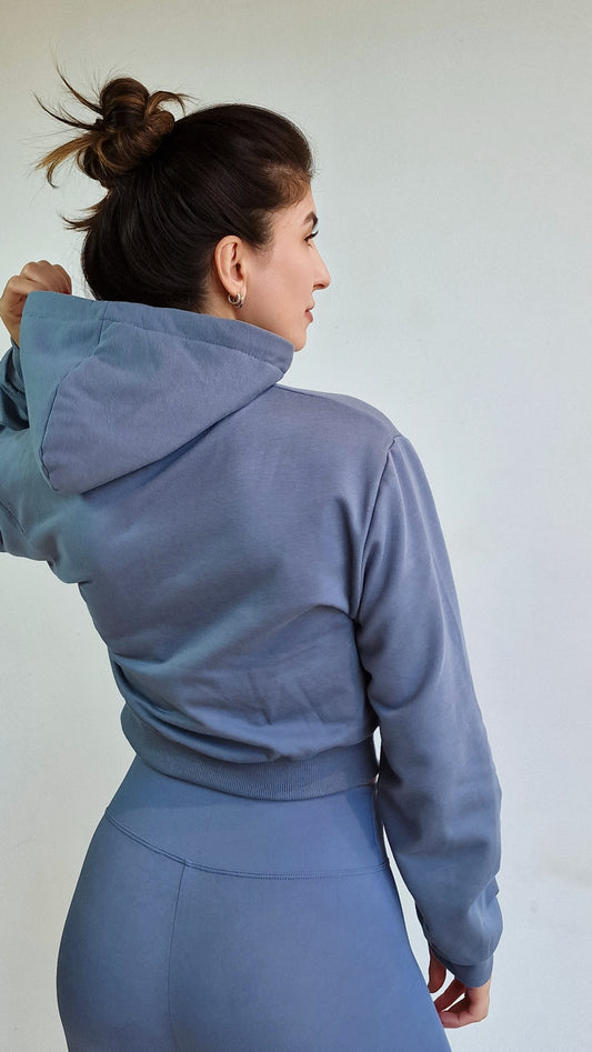 Sweater Crop Classic Azul Hortência