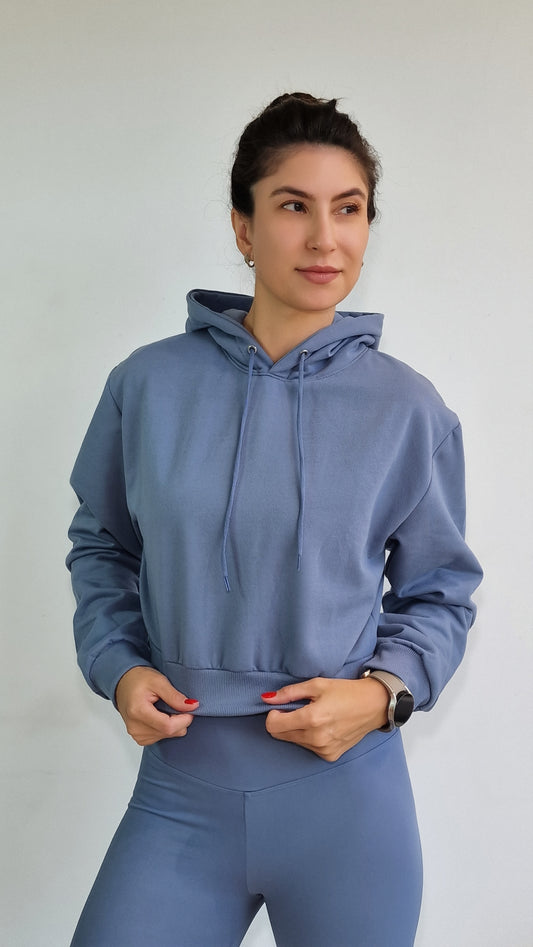 Sweater Crop Classic Azul Hortência