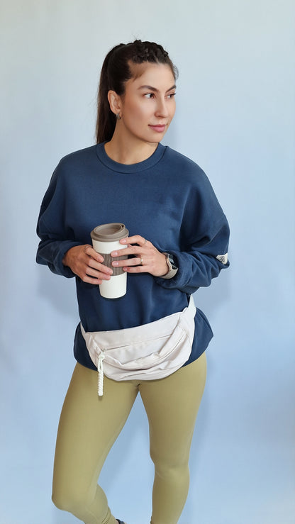 Sweater Basic Oversized Azul Petróleo
