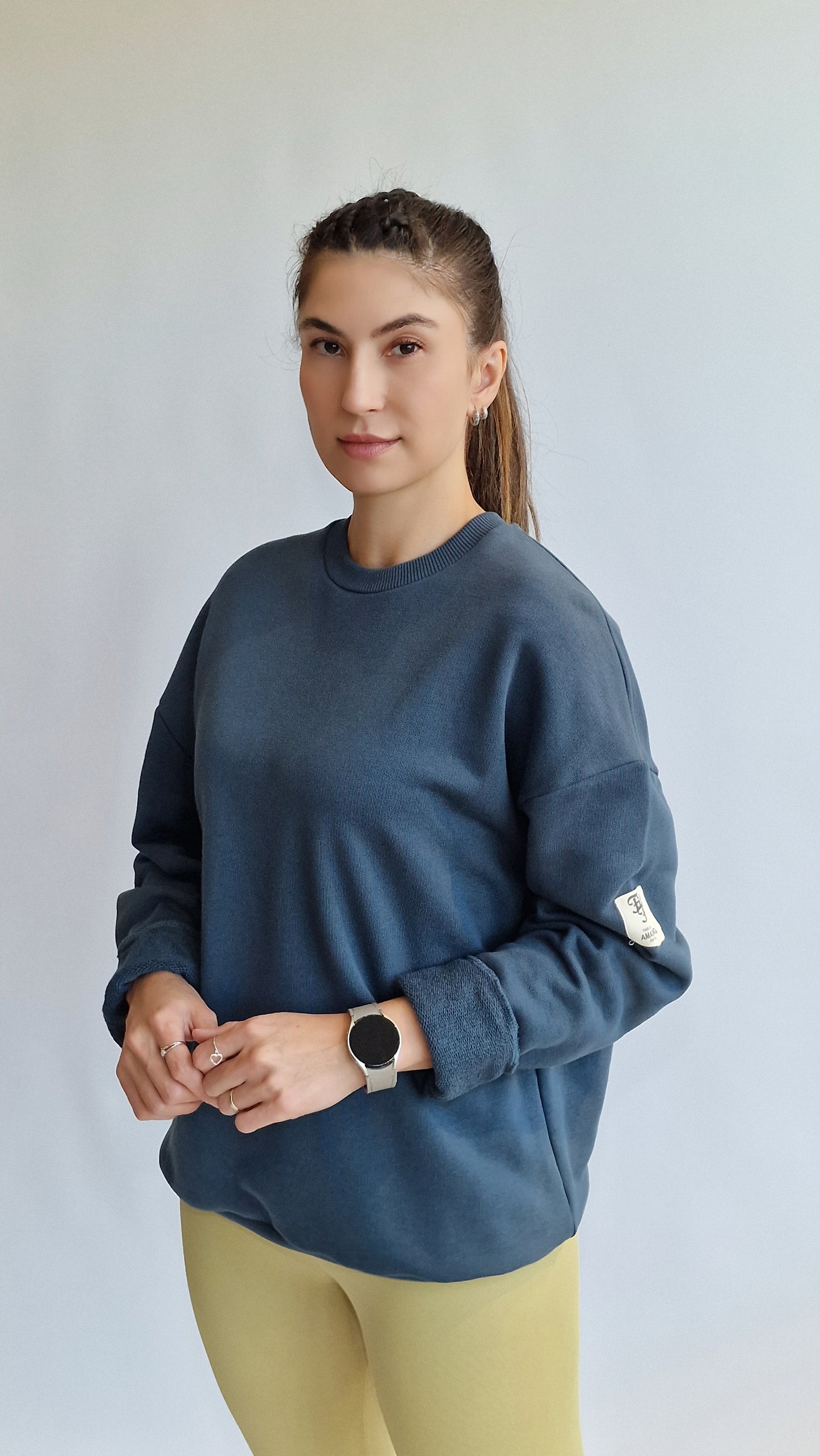 Sweater Basic Oversized Azul Petróleo