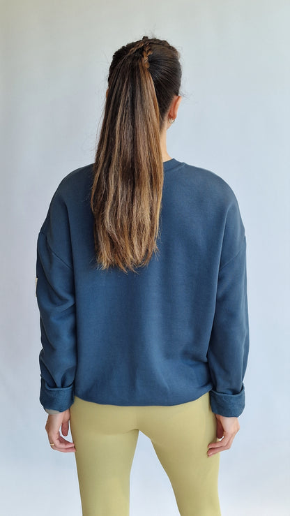 Sweater Basic Oversized Azul Petróleo