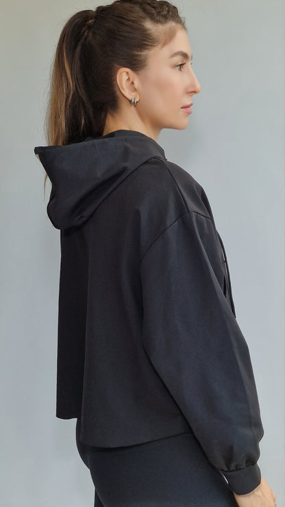 Sweater Crop Raw Preta