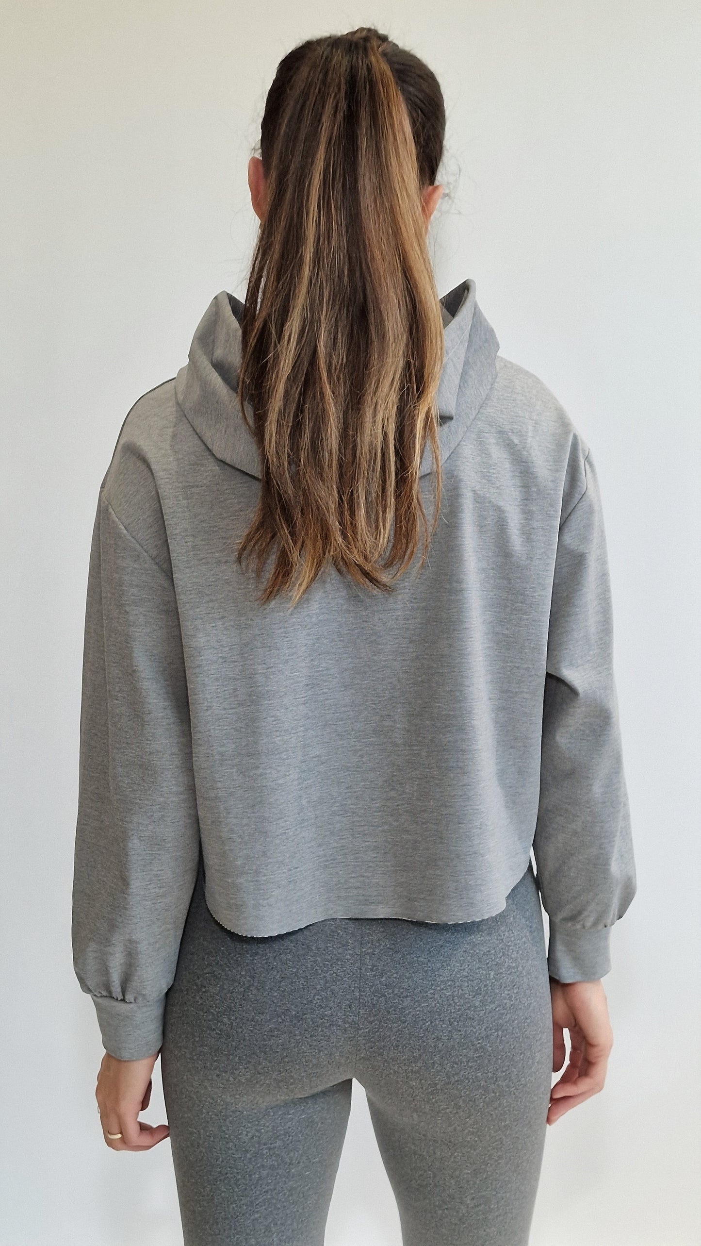 Sweater Crop Raw Cinza Mescla