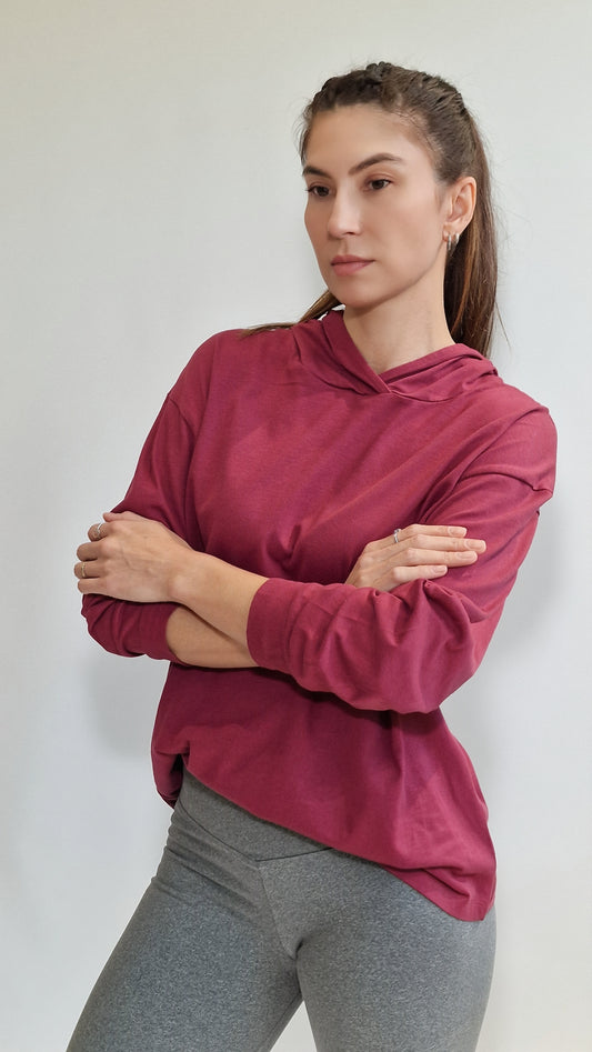 Sweatshirt Oversized com Capuz Bordeaux