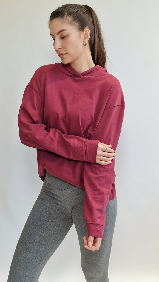 Sweatshirt Oversized com Capuz Bordeaux