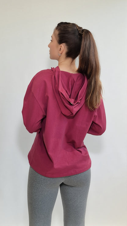 Sweatshirt Oversized com Capuz Bordeaux
