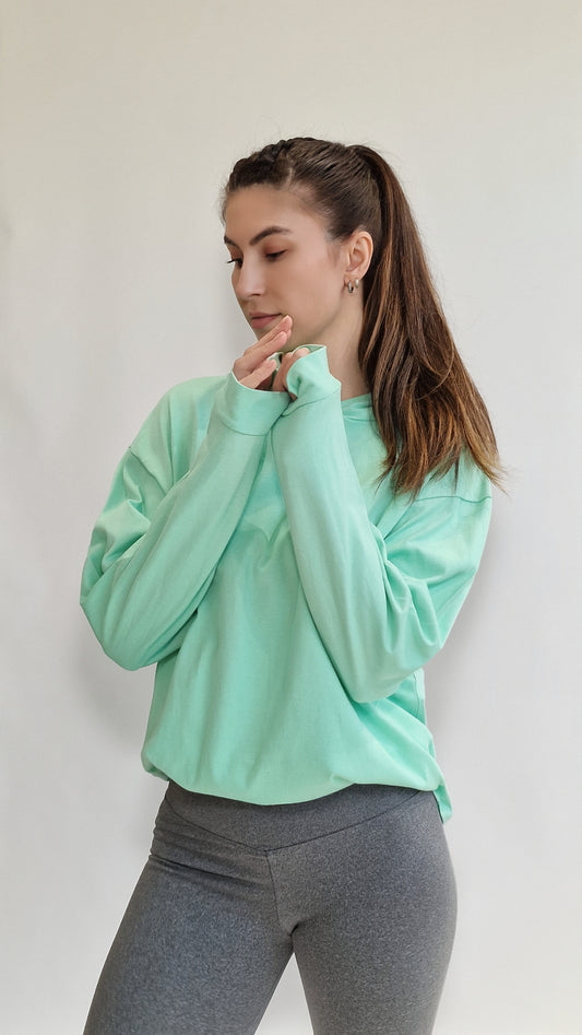 Sweatshirt Oversized com Capuz Menta