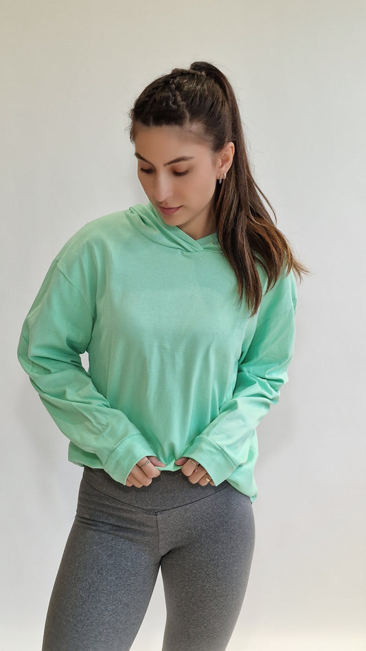 Sweatshirt Oversized com Capuz Menta