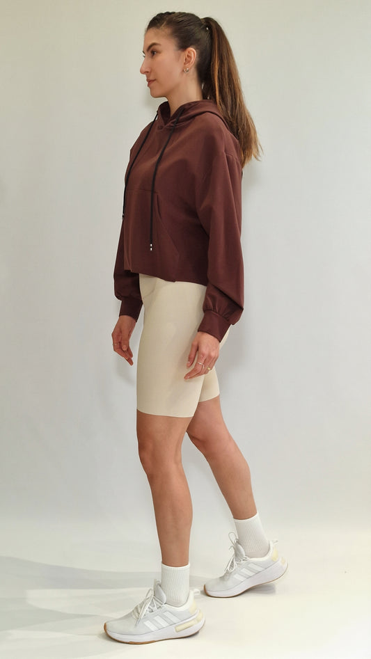 Sweater Crop Raw Castanho