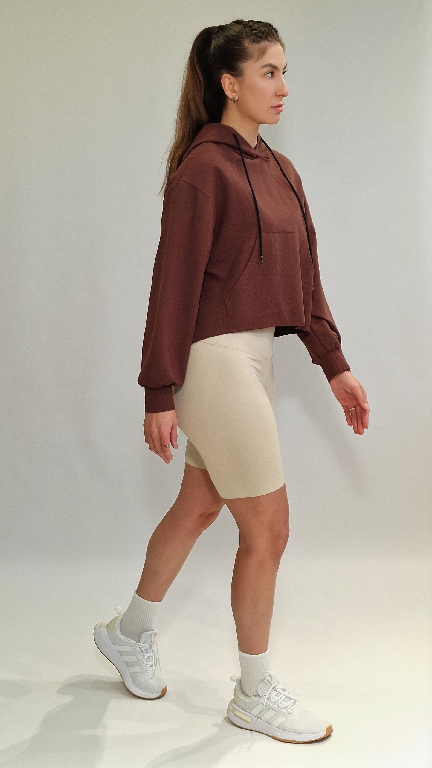 Sweater Crop Raw Castanho