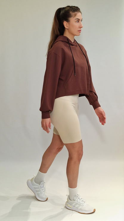 Sweater Crop Raw Castanho