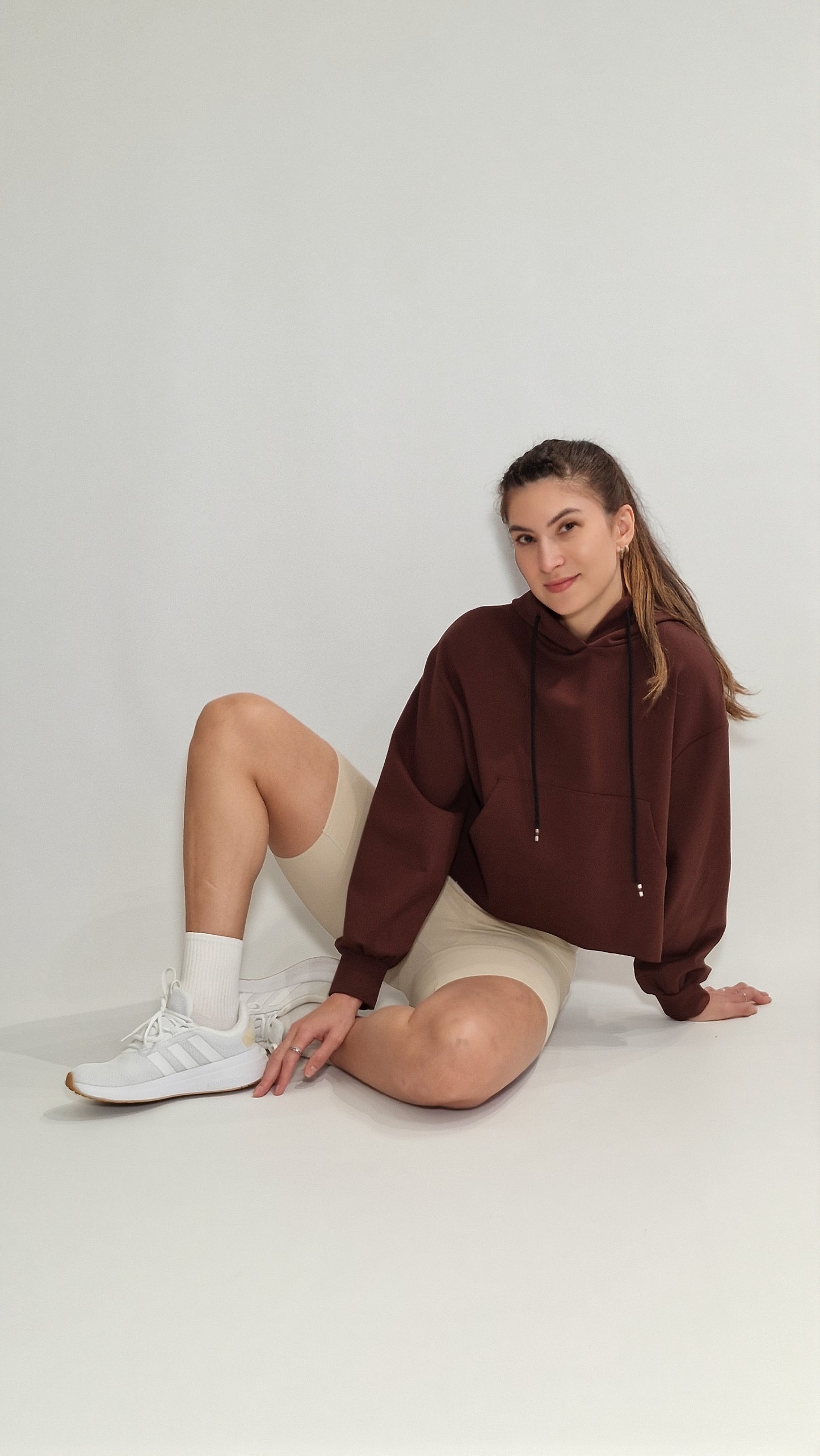 Sweater Crop Raw Castanho