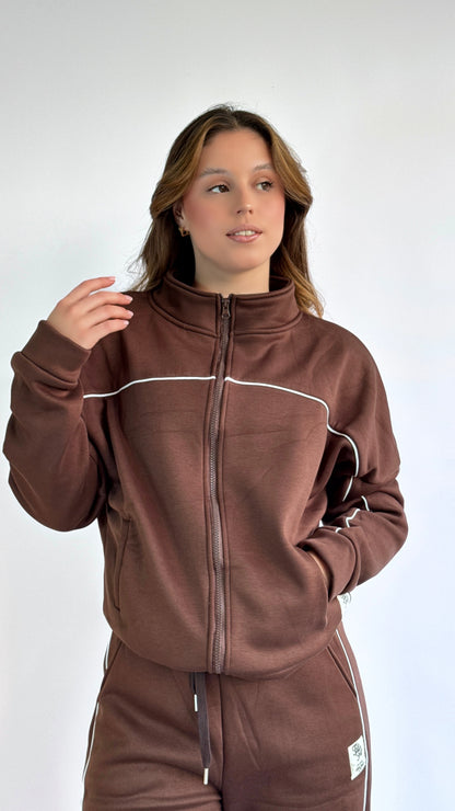 Conjunto Lounge cardado castanho